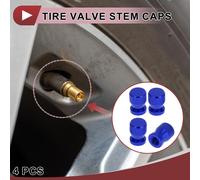 4 Capuchons De Valve De Pneu En Motif Fileté, Couvre-Poussière De Valve De Pneu Décoratifs, 7X19 Mm, En Alliage D'Aluminium Bleu