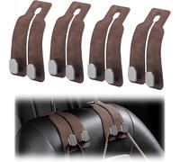 4 Car Headrest Hook,2 In 1 Double Hook Car Seat Back Hook,Leather Hook Hanger Car Handbag Hook For Car Hooks Car Seat Hooks