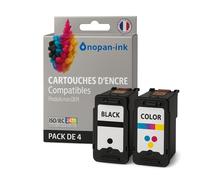 4 Cartouche pour CANON CL586XL PG585XL 2 BK + 2CL 900 / 750 avec Canon Pixma TS 4150i; Pixma TS 6550i; Pixma TS 7550i; Pixma TS 7650i; Pixma TS 7750i.