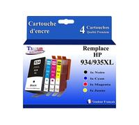 4 Cartouches compatibles avec l'imprimante HP OfficeJet Pro 6230 ePrinter, 6820, 6830 remplace HP 934XL, HP 935XL (Noire+Couleur)-
