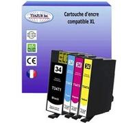 4 Cartouches Compatibles pour Epson WorkForce Pro WF3720DW remplace Epson T3471 T3472 T3473 T3474 (34XL) - T3AZUR G