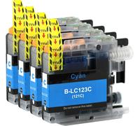 4 Cartouches d'encre Cyan pour remplacer Brother LC123C Compatible/Non-OEM pour Brother DCP et MFC Imprimantes