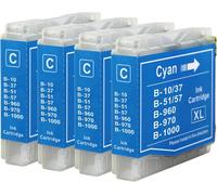 4 Cartouches d'encre Cyan pour remplacer Brother LC970C et LC1000C compatibles/Non-OEM pour imprimantes Brother DCP, MFC et FAX, Haute capacité