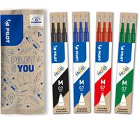 4 Cases Of 3 Erasable Pen Refills Compatible With Frixion Ball And Frixion Ball Clicker - Black, Blue, Red, Green - Medium Tip