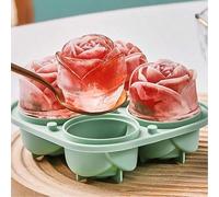 4 cavités en forme de rose Moule en silicone avec couvercle, moule à glaçons en forme de rose 3D et sphère de glace. Fabriqué en silicone antiadhésif, convient pour la fabrication de glaçons au réfrig