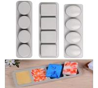 4 cavités en silicone de forme carrée, ronde et ovale pour fabrication de savon, décorations de gâteaux, chocolats, fondants et glaçons pour projets de bricolage (rond)