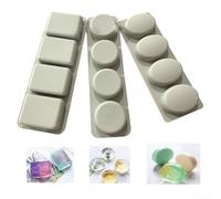 4 cavités en silicone de forme carrée, ronde et ovale pour la fabrication de savon, décorations de gâteaux, chocolats, fondants et glaçons pour projets de bricolage (elliptique)