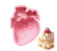4-Cavity Human Heart Silicone Molder, 3D Brain Heart Resin Molds, 6.42x5.08x1.26 inches Halloween Soap Clay Chocolate Jelly Pudding Muffin Mold, Non-Stick Craft Tool for Baking and Party Supplies