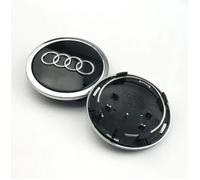 4 Centres de Roue Noir avec anneau chromé 69mm emblème Audi cache moyeu