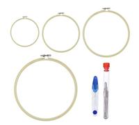 4 cercles à broder de différentes tailles, 1 paire de ciseaux, 9 aiguilles à broder, cadre de broderie réglable, cadre en bois pour travaux manuels, accessoires de point de croix, cadre de broderie