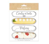 ScrapCooking - 4 Cercles à Tartelettes Perforés Ovales - Cadres à Tartes Individuels 15 x 4 cm - Moules Cadres Pâtissiers Inox - Cuisson Uniforme - Accessoires Pâtisserie Gâteau Dessert - 1325