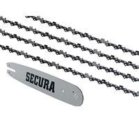 4 Chaînes à gouge carrée + guide adapté pour Stihl MS201 TC-M | 35cm 3/8LP 50M 1,3mm