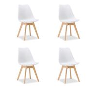 4 chaises blanches avec pieds en bois