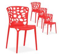 Chaise de jardin lot 4 chaises rouge Rouge G