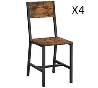 4 Chaises De Salle À Manger Acier Effet Bois Marron Rustique Marron