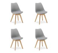 4 chaises grises avec pieds en bois