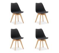 4 chaises noires avec pieds en bois