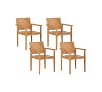 Chaise De Jardin Set De 4 Bois Bois Clair Baratti Bois clair