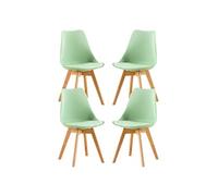 4 Chaises Tulipes Scandinaves Bm Home - Pieds Hêtre Massif - Verte