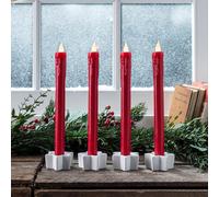 4 Chandelles LED Rouges à Effet Cire Coulante