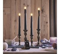 4 Chandelles TruGlow® Noires à Cire Coulante avec Télécommande
