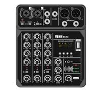 4 Channel Audio Mixer USB Studio Sound Mixer Bluetooth DJ Console Mixing 48V Phantom Power USB/MP3 Player for Karaok