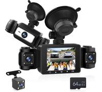 4 Channel Dash Cam Front and Rear - 1080P Dashcam with 360°Cameras - 2.4 inch IPS Screen with G-Sensor Loop Recording 24H Parking