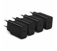 4 Chargeurs USB C 25W PD 3.0 Charge Rapide Compatible avec iPhone 16/15/14/13/12, Samsung Galaxy S24/S23/S22/S21, Xiaomi, Huawei, Pixel, Oppo, OnePlus, Realme, iPad Tablette, Prise EU, Noir