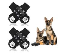 4 Chaussettes Antidérapantes Grands Chiens Bandes Fixation Réglables L Noir | Chaussette Anti Chaleur avec Renforcement Caoutchouc Protège Les Pattes l’Animal Les Sols Intérieurs Convient