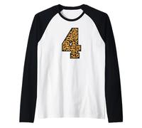 4 Chiffres Leopard Quatre Team Sports Varsity Matching Manche Raglan