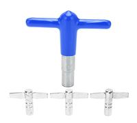4 clés d’accord pour tambour accord à manche en métal avec couvercle en silicone, outil d’accord robuste et lisse pour un remplacement rapide des peaux, idéal pour les (Bleue)