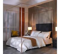 4 Coins en Acier Inoxydable Literie Auvent Cadre Poteau Connecteurs en T en Métal Adaptés pour Jumeau/Plein/Queen/King Size Quatre Coins Lit Auven, Thickened Aluminium Alloy, 135x200CM