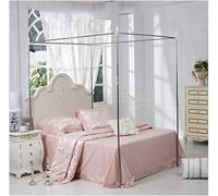 4 Coins en Acier Inoxydable Moustiquaire Auvents Cadre Poteau Lit à Baldaquin Filet Cadre Cadre Lit en Métal Support De Moustiquaire Adapté pour Lit Simple Double King Super Ki, 16mm, 1.8×2m Bed