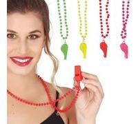 4 colliers perles fluo avec sifflet à roulette adulte - modèle aléatoire - guirca 18844 Multicolore