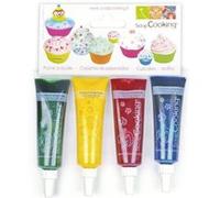 4 colorants alimentaires liquides - bleu, rouge, jaune, vert - ScrapCooking Multicolore