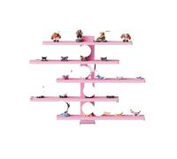 4 colors Lightweight Wall-Mounted 5-Tier Display Shelf for Building Block Figures - Large Capacity, Easy Install Blind Box Organizer Rack(Pink)