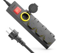 4 Compartiments Extérieur Multiprise Avec Câble De 3,0M Pour Usage Extérieur 4X Prises De Contact De Protection Ip44 Résistant Aux Éclaboussures Bouton On/Off Jardin Terrasse Balco[DYB980732]