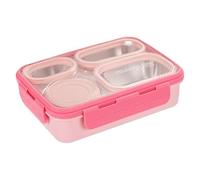 4 Compartment Leak Proof Container - Stainless Steel Lunch Box, Food Storage Organizer Box, Portable Meal Prep Case | Metal Carrier Secure Snack For Office School Camping Outdoor Travel Kids Adults
