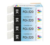 4 Compatibles PGI-520BK Cartouches d'encre pour Canon Pixma MP540 MP540x MP550 MP560 MP620 MP620b MP630 MP640 MP980 MP990 MX860 MX870 iP3600 iP3680 iP4600 iP4680 iP4700 - Noir, Grande Capacité