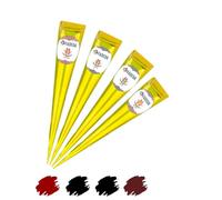 4 cônes de henné FADEDA | 4 x 25 g de pâte naturelle | 2 x noir, 1 x marron naturel, 1 x marron marron | 100 % végétal | prêt à l'emploi et sans PPD