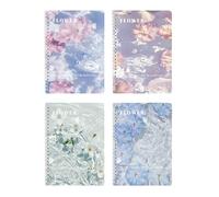 4 copies - La page intérieure de la bobine est épaisse et facile à déchirer. Papeterie pour devoirs de classe d'étudiant - Livre de bobine A5 / miroir est plein de fleurs.