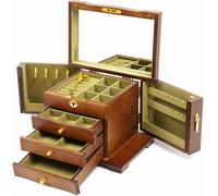 4 couches de rangement pour bijoux Boîte à bijoux avec miroir Boîte cadeau Organisateur pour bijoux