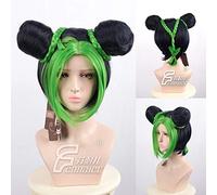 4 couleurs aventure Bizarre de JoJo vent d'or Jolyne Cujoh Cosplay perruque chignons tresses cheveux synthétiques fête Halloween + casquette de perruque gratuite vert