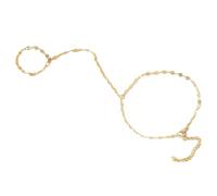 4 Couleurs Connecté Bleu Femmes Anneaux Ring Bracelet Hand Chain Zircon Pearl Bead Hand Chain Dainty Gold Bracelet For Women Trendy Hand Couleurs Argenté Naturelle Plaqué Breloques (Yellow, One Size)