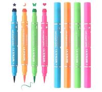 4 couleurs double tête liquide eye-liner stylo à timbre ensemble, bleu rose vert orange coloré ailé liners pour femmes, imperméable durable papillon étoile lune cœur œil visage maquillage