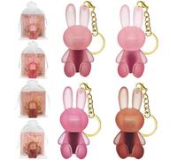 4 Couleurs Mignon Lapin Mat Rouge à Lèvres Liquide, 2 en 1 Lip Gloss Keychain, Velours Mat, Gloss à Lèvres Bunny, Rouge à lèvres Hydratants gloss, Longue Durée