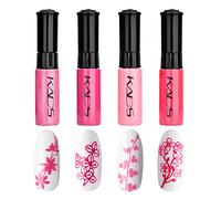 4 couleurs Vernis à ongles Ensemble Estampage Vernis couleurs de bonbons série rose Usage double impression polonais Conception des ongles Dessin de manucure Outil Nail Art