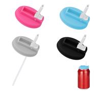 4 Couvercles Canettes Soda avec Pailles, Plastique Silicone Bouchon Canette Soda Réutilisables Ustensiles Cuisine Compatibles avec les Canettes Standard Bière Jus (Bleu, Noir, Gris, Rose Rouge)