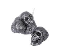 4 crânes métallisés décoratifs 12cm gris - 23627