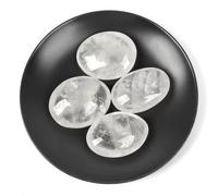4 Cristal de Roche Pierre Naturelle Polie - Pierres de Paume Décoratives | Cristal de roche pour méditation - Pierre polie adaptée aux pratiques de cristaux, à la collection et à la décoration.
